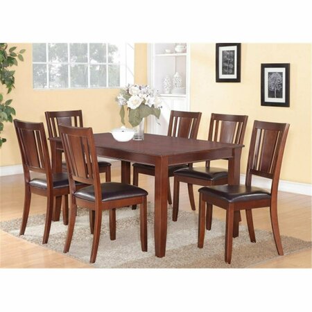 LATESTLUXURY DU5-MAH-LC 5 PC Dudley 36 in. x 60 in. Table and 4 Faux Leather Seat Chairs in Mahogany Finish LA19393